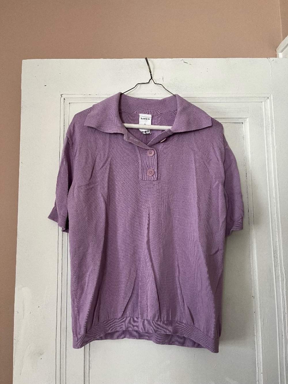Kowtow Polo Short Sleeve Cropped Lilac Lavender Organic Cotton XL